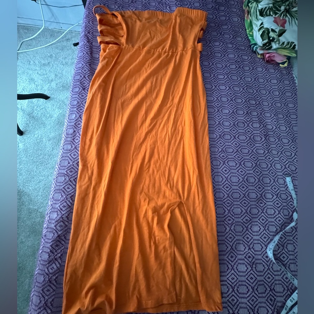 Fashion Nova Orange Sleeveless Sheath Dress